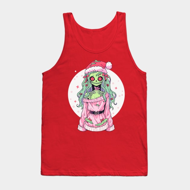 Cute Christmas Zombie Tank Top by DarkSideRunners